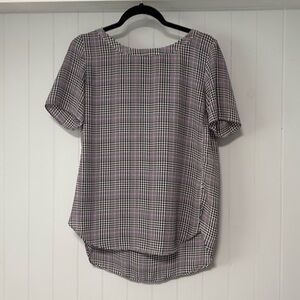 Banana Republic Drop Hem Houndstooth Blouse